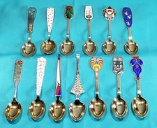 A Michelsen Danish Christmas Spoons Gilt Sterling Silver By the Piece 1937-1974