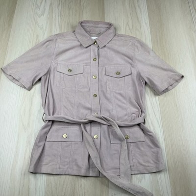 Current/Elliott Womens Purple Belted Short Sleeve Utility Shirt Dress Size 2