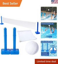 Pool Volleyball Net Games Set With Ball Adjustable Up To 20 Feet Wide For K...