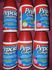 PEPCID COMPLETE - Lot Of (6) 50 Count, 1 Cool Mint / 5 Berry, Exp 2027/2028