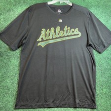 Oakland Athletics MLB Baseball Black Cool Base T-shirt Brand Logo mens size L