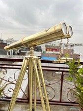 Premium Nautical Telescope – 50" Brass Admiral’s Binoculars with Wooden Tripod.