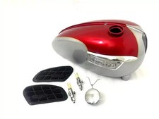 Triumph T120 Aluminum Cherry & Silver Paint Complete Gas Petrol Fuel Tank | Fit