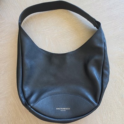 Bruno Magli Celeste Pebbled Leather Hobo Bag In black