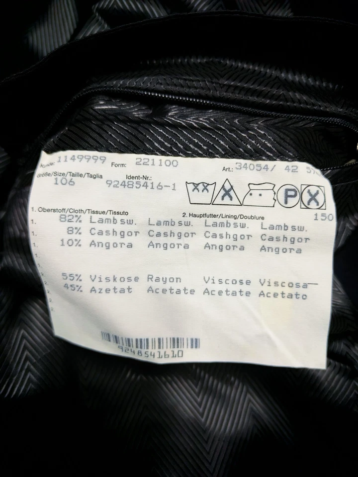 Vintage Bugatti Wool Angora Cashgora classic raglan navy over coat 52L 2XL - Image 4 of 4