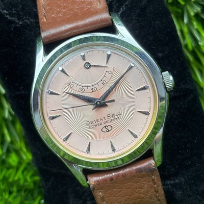 Rare Orient Star Power Reserve Salmon Dial Mid Size Automatic EW00-C1 Watch Men