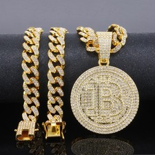 Hip Hop Style Men's Cuban Chain Circular Letter Pendant Stainless Steel Necklace