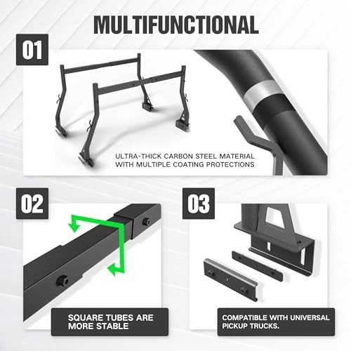 Universal Truck Bed Ladder Rack, Non-Drilling, 900 LBS Load Two Ladder ...