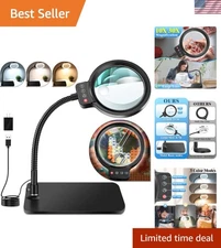 30X 10X Magnifying Glass with Light and Stand, 72 LED 3 Color Modes Stepless Dim