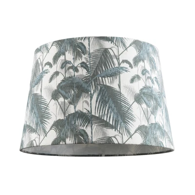 HAPPY HOMEWARES Modern Green Palm Trees Linen Fabric Drum Lamp Shade with Cotton Inner by Hap...