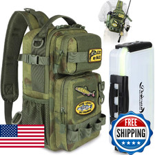 Dovesun Small Fishing Backpack W/ Tackle Boxes Sling Bag DIY Embroider 80 Char M