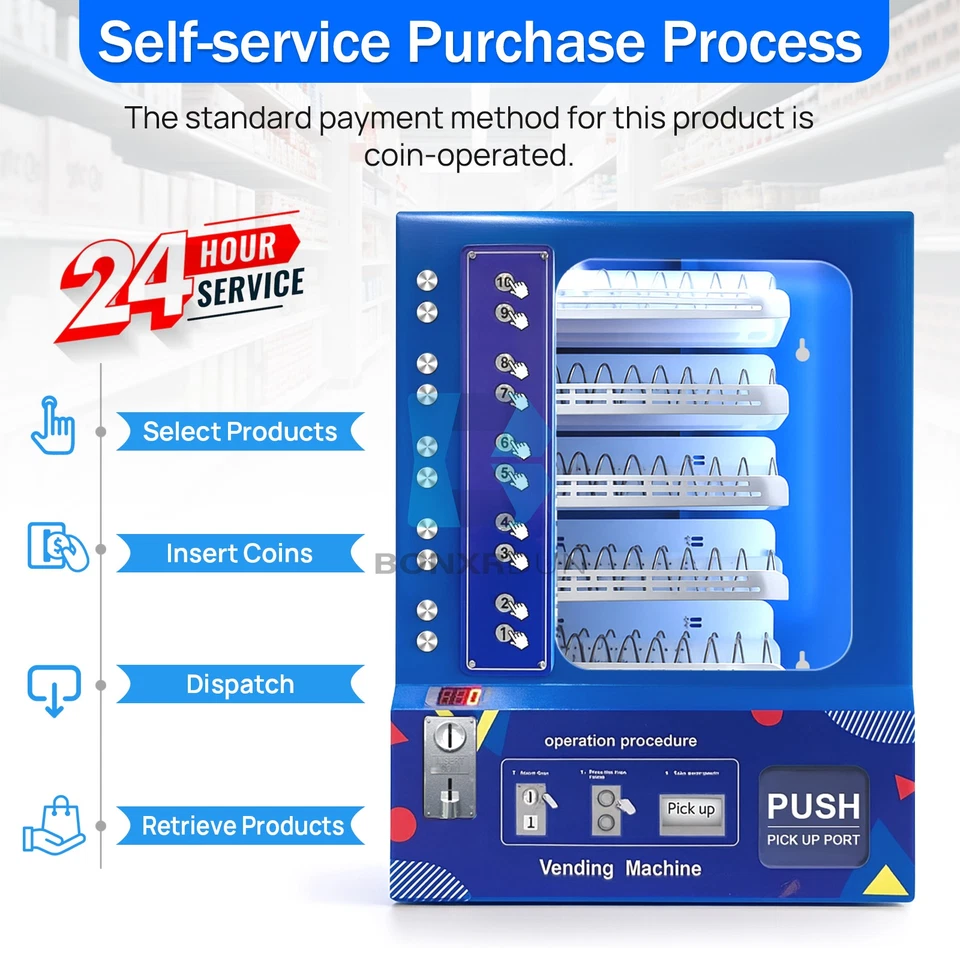 10 Slots Commercial Mini Wall Snack Vending Machine Food Snack Coin Payment - Image 3 of 4