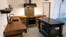Cucina angolo INDUSTRIAL legno massello NO elettrodomestici PRODOTTO SU MISURA