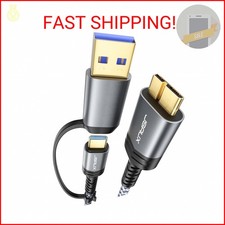JSAUX Hard Drive Cable 1.6FT, 20Gbps Micro B to USB C/A Cord External Hard Drive
