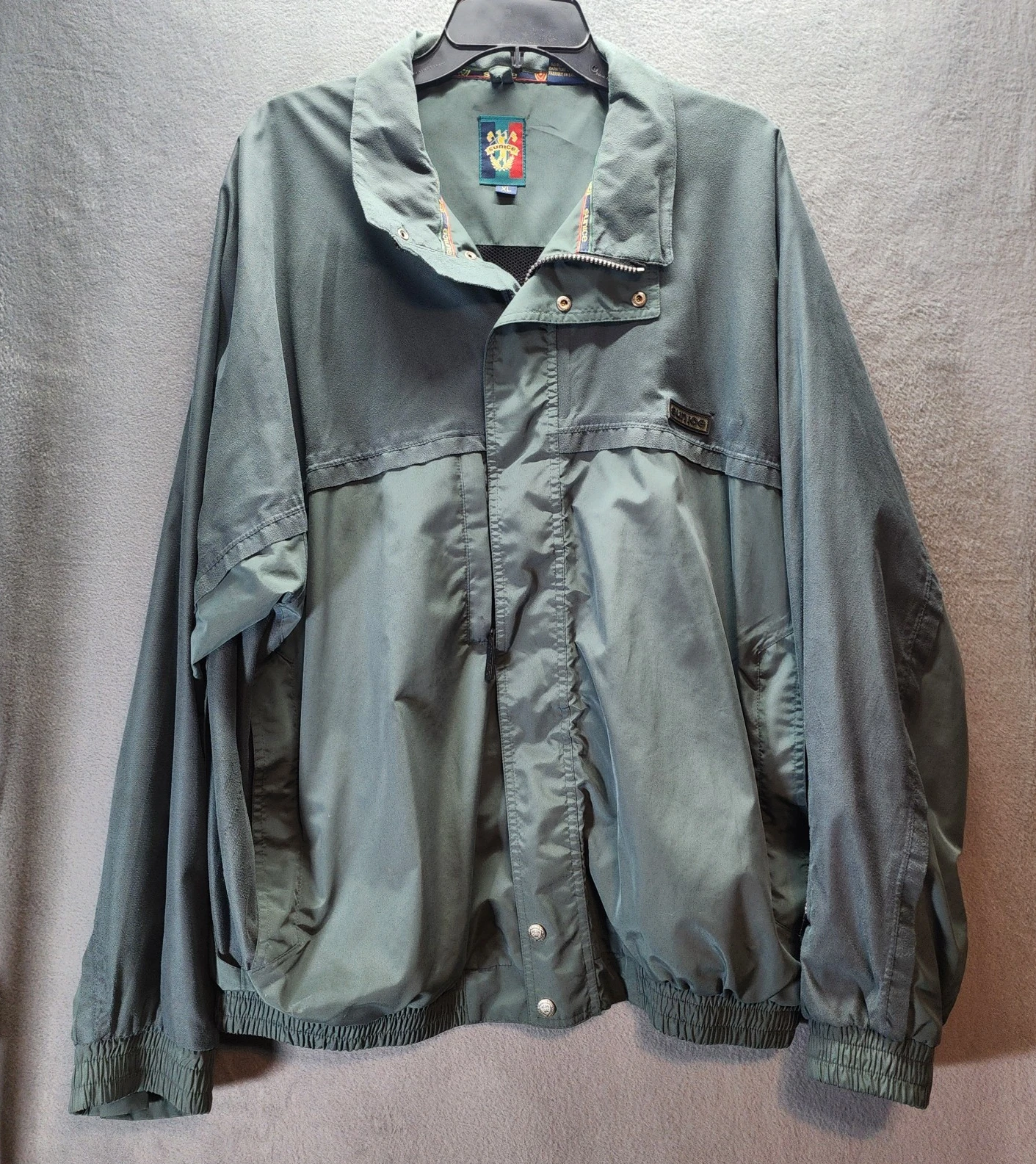 Sunice Mens Full Zip Jacket XL Water Resistant Mock Neck Logo Green