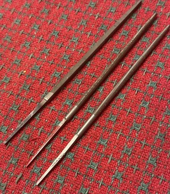VINTAGE NEEDLE FILE SET - USA 3pc Square Round Disston Simonds Lenox