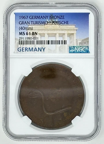 1967 Gran Turismo Porsche 40mm Bronze Medal [NGC MS 61 Brown]