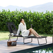 Image of Sun Lounger Folding Recliner Chair Portable Reclining Garden Outdoor Seat Bed