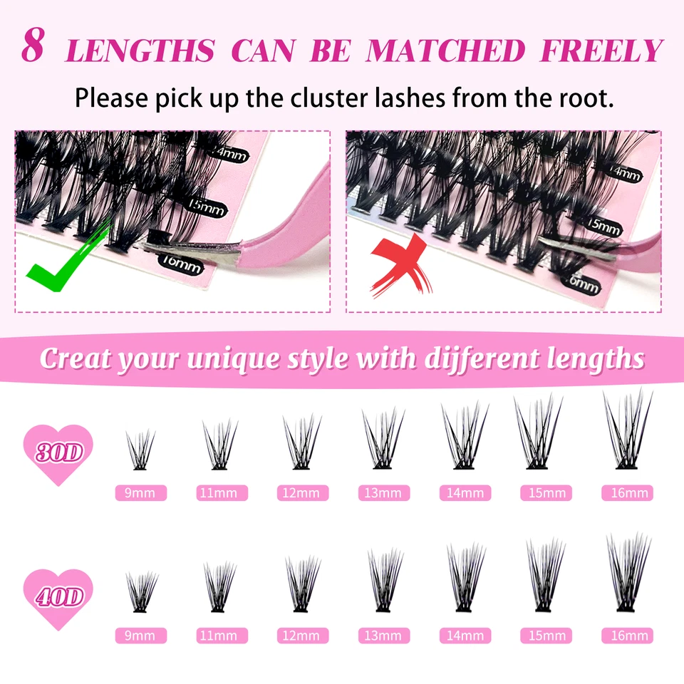 Natural Lash Clusters Kit Wispy Eyelash Clusters DIY Lash Extension Kit Fairy C - Image 4 of 4