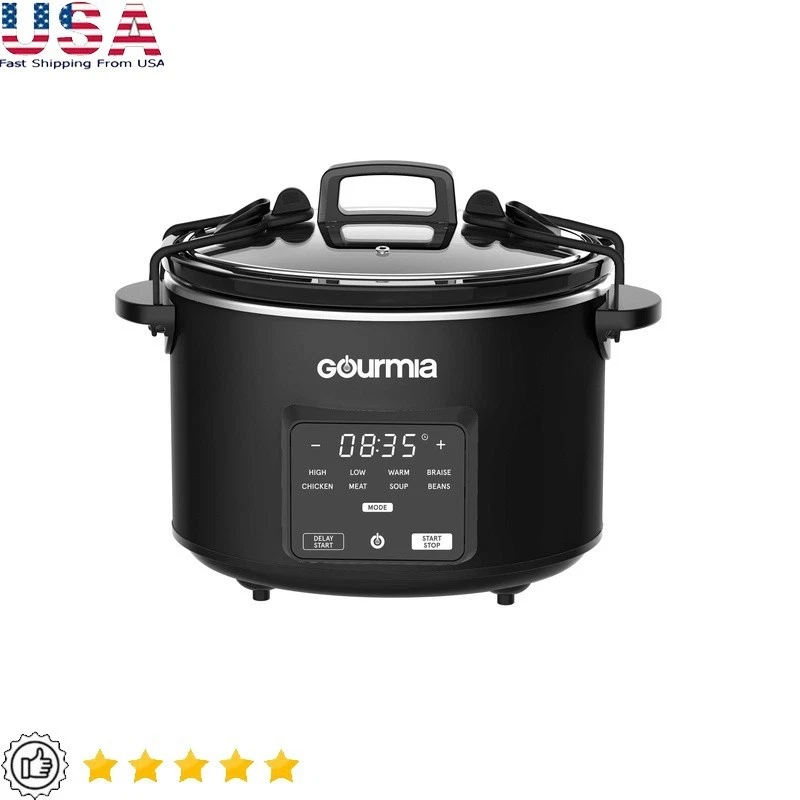 Programmable Slow Cooker 4.5QT W/ 5 Presets Keep Warm Digital Display Timer New