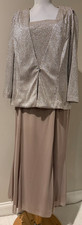 ALEX EVENINGS Womens Champagne Dress & Jacket Occasion Evening Dress NWT - Sz 18