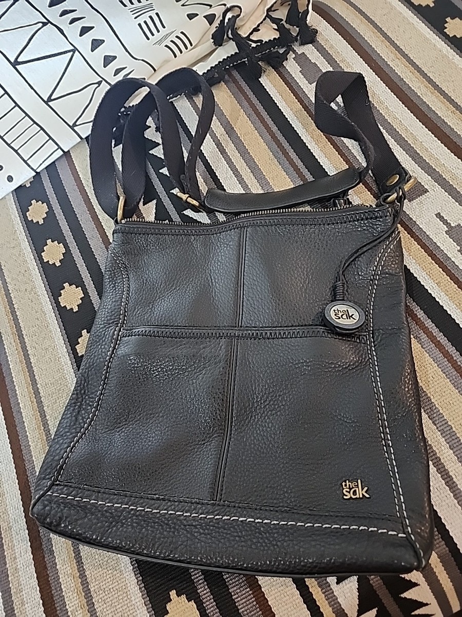 The Sak Lucia Black Leather Crossbody Bag W/Adjustable Strap