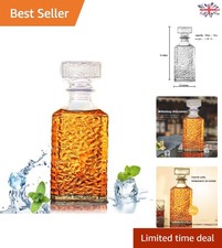 Luxury Lead-Free Crystal Glass Decanter, 32oz with Airtight Lid for Vodka & More