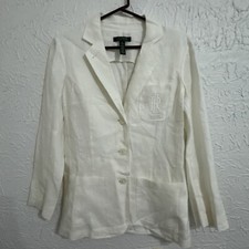 Vintage Lauren Ralph Lauren Linen Off White Blazer jacket sport coat Size 4