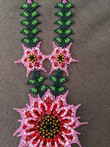 Exquisite Large Beaded Rose Necklace - Picture 3 of 12