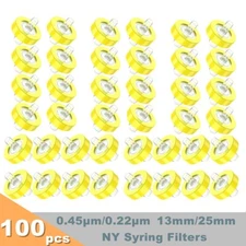 100PCS Nylon66 Syringe Filter 13mm 25mm Diameter 0.45 um 0.22μm Pore Size HPLC
