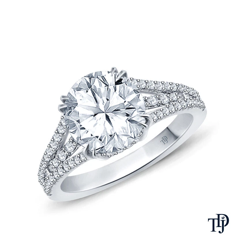 Split Shank Dual Claw Diamond Engagement Ring Center diamond of