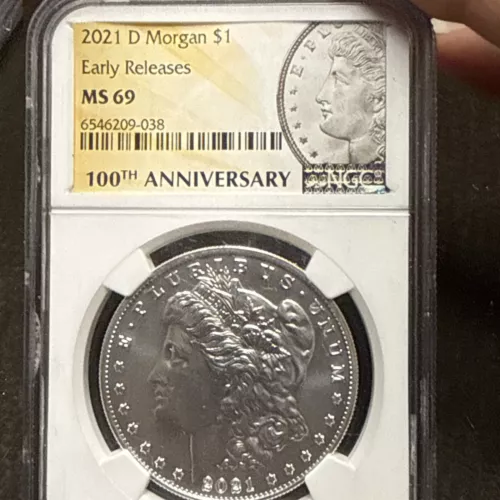 2021 $1 D SILVER MORGAN DOLLAR NGC MS69 EARLY RELEASES LABEL DENVER
