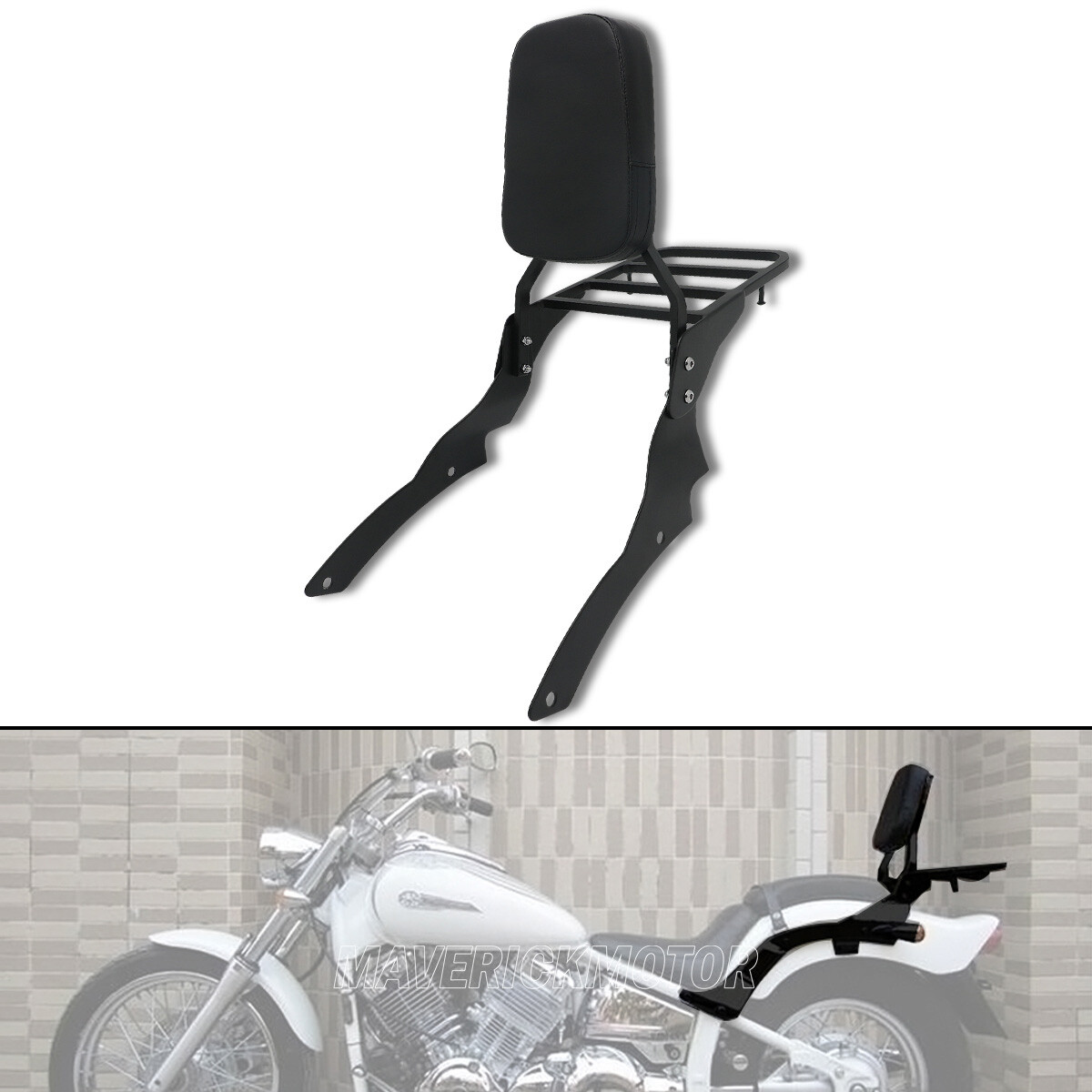 Backrest Sissy Bars Luggage Rack For Yamaha V-Star XVS 400 650