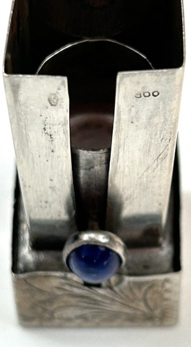 ✅Vintage Fancy Ornate 800 Silver Lapis Lipstick Tube Case Jal Italy CLEAN - Picture 7 of 16