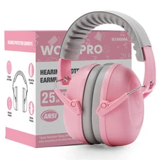 WORKPRO Safety Ear Muffs-Pink Noise Cancelling Headphones for Kids NRR 25dB