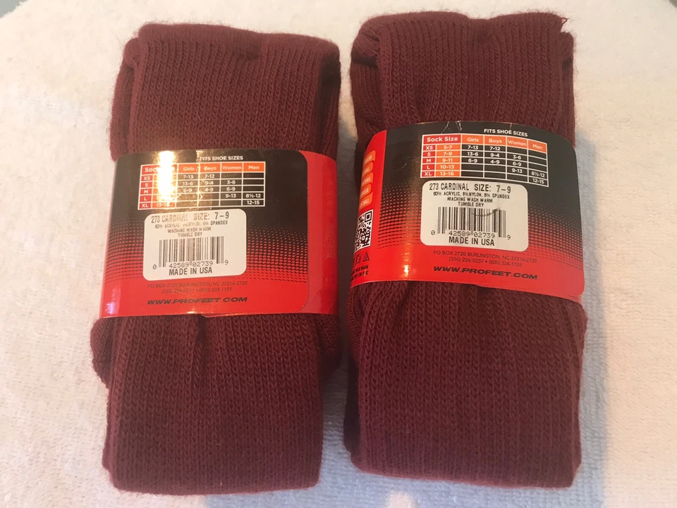 Calcetines Multideporte Pro Feet Talla 7-9 Pequeños Borgoña NUEVO en el paquete - 4 pares Foto 4 de 4