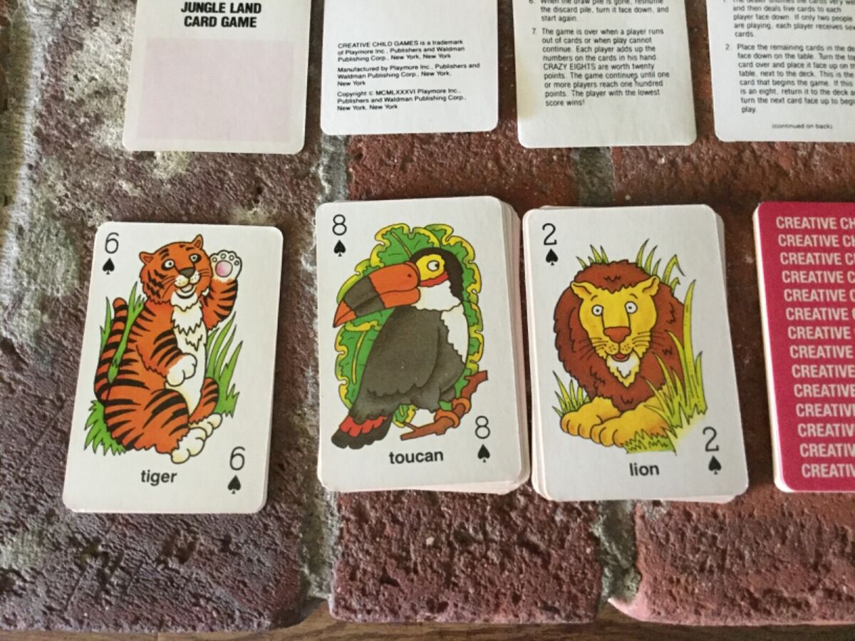 Creative Child Card Games Crazy Eights Card Game Animals 1992 Complete! EUC