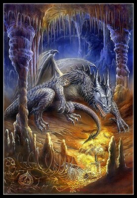 Cave Dragon - DIY Chart Counted Cross Stitch Patterns Needlework DMC Color  