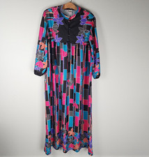 Vintage Granada Size L Patio House Dress MuuMuu Nightgown 80s 90s Deco Geometric