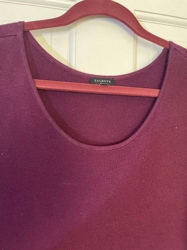 TALBOTS KNIT LONG SLEEVE PLUM SWEATER DRESS - SIZE MEDIUM - Picture 3 of 9