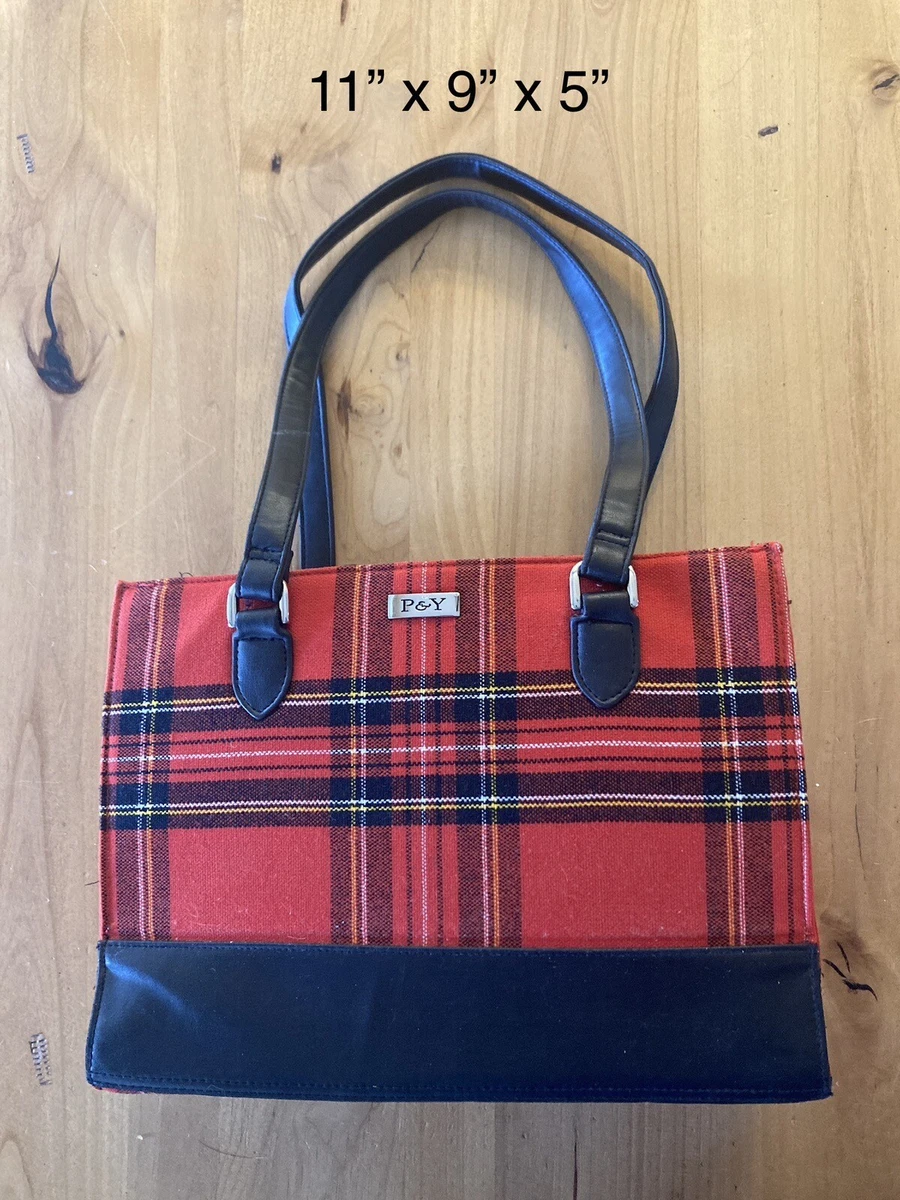 Red and black checkered purse sale