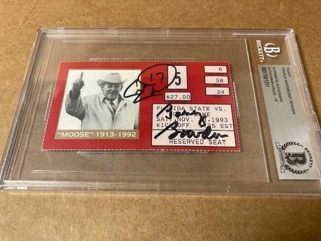 Bobby Bowden Autographed Signed Florida State Seminoles & Charlie Ward(Heisman Trophy) Notre Dame vs Florida State 