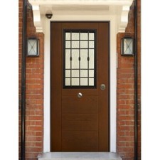 Porta Blindata Con Vetro Pannello Noce per Esterno Vetrata con Grata