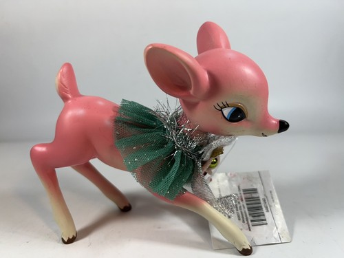Pink Deer Figure Retro Style Christmas Resin Kitchsy New Tags Doe Tutu - 第 1/12 張圖片