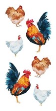 Scrapbooking Stickers PH Slim Watercolor Chickens Roosters Brown White Blue Rpts