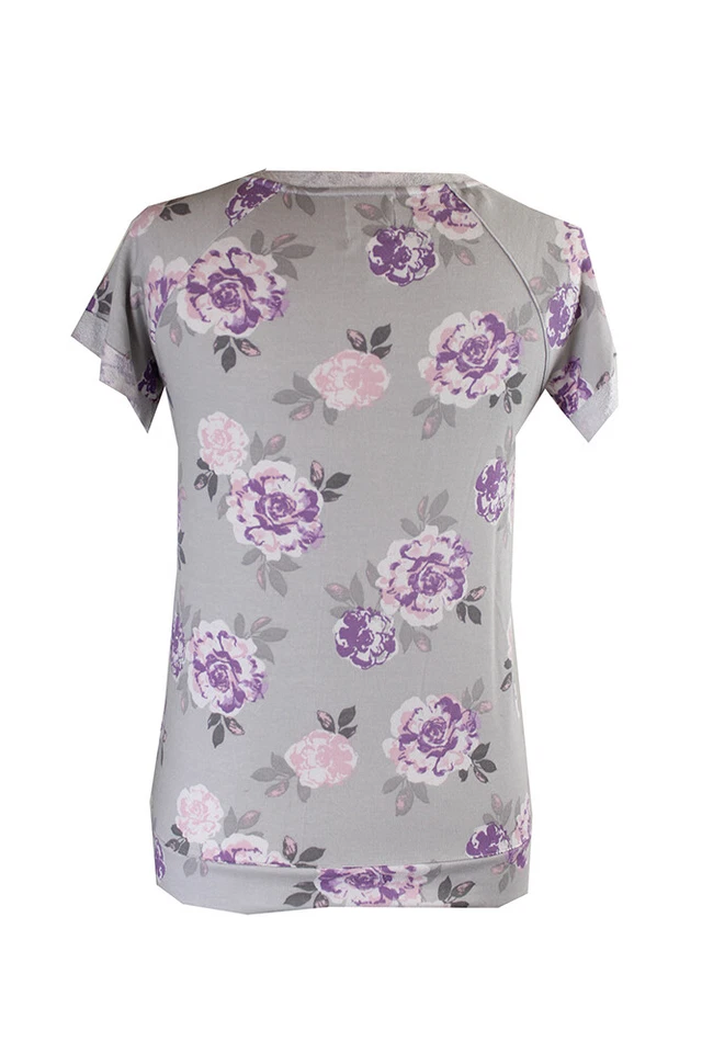 Nuevo Top de Dormir Alfani Gris Manga Corta Estampado Floral XS Foto 2 de 3