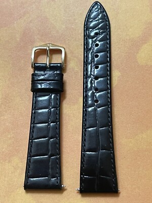 Realistic alligator grain leather 20mm vintage watch band Hirsch 1960s old stock