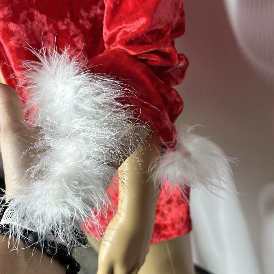 Bata Capa Leg Avenue Papá Noel Piel Sintética Terciopelo Rojo Pequeña Mediana Frente Abierto Foto 4 de 4