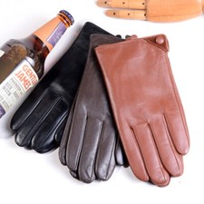 Men's Real Leather Goatskin Classical Winter Warm Driving Touch Screen Gloves