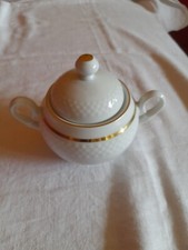 hübscher Zuckertopf / Zuckerdose Schumann Arzberg Bavaria weiß mit Goldrand